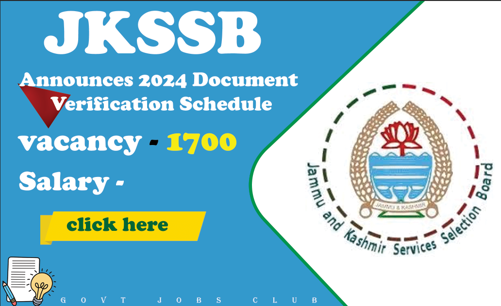 JKSSB Announces 2024 Document Verification Schedule for Record Keeper