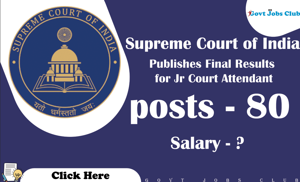 Supreme Court of India Publishes Final Results for Jr Court Attendant