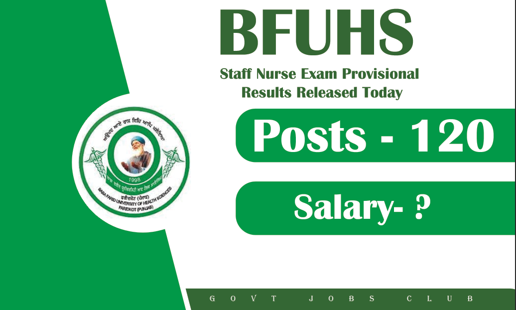 BFUHS Staff Nurse Exam Provisional Results Released Today