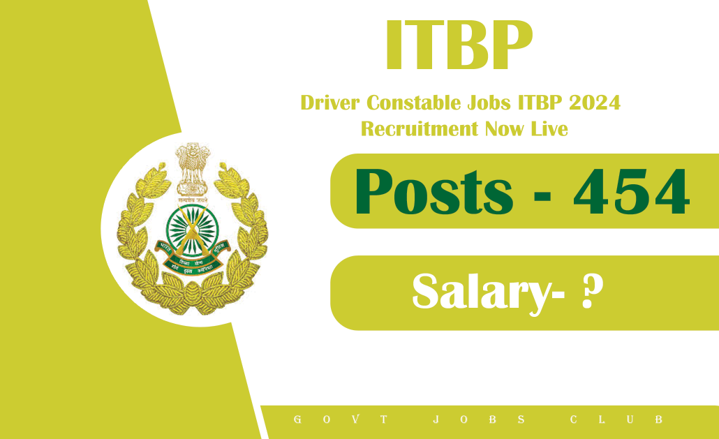 Driver Constable Jobs ITBP 2024 Recruitment