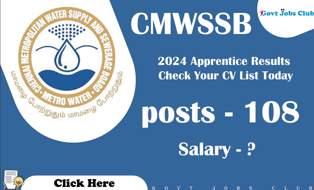 CMWSSB 2024 Apprentice Results Check Your CV List Today