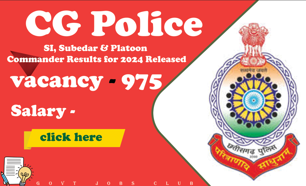 CG Police SI, Subedar & Platoon Commander Results for 2024 Released