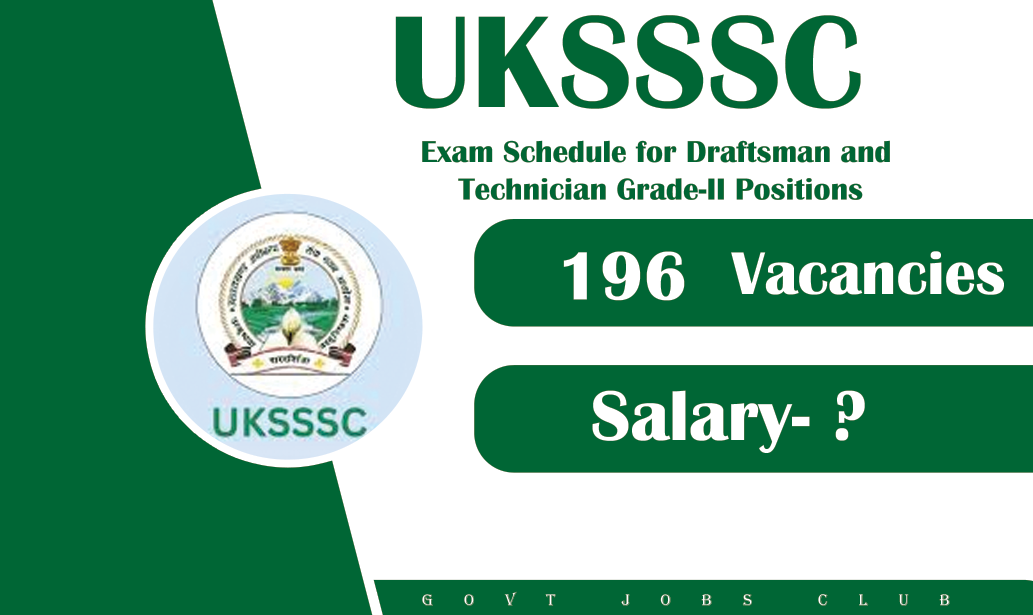 UKSSSC Exam Schedule for Draftsman and Technician Grade-II Positions