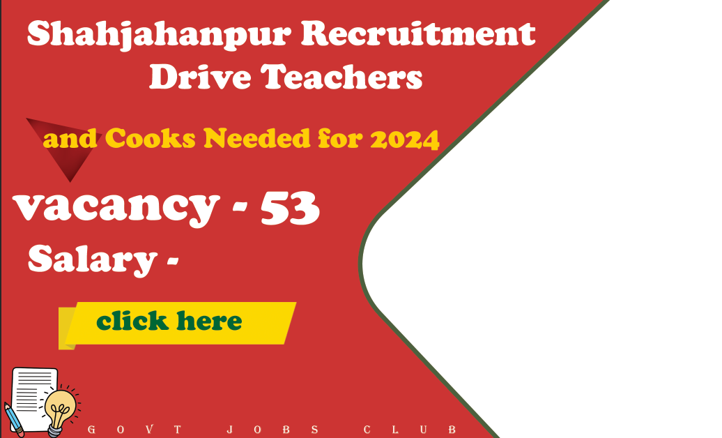 Shahjahanpur Recruitment Drive Teachers and Cooks Needed for 2024